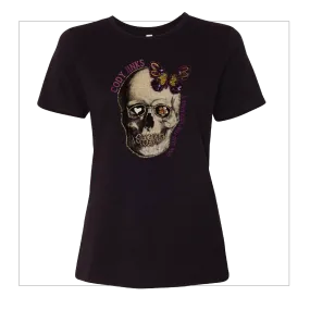 T-Shirt - Ladies -  "Flower Skull" (BLACK)