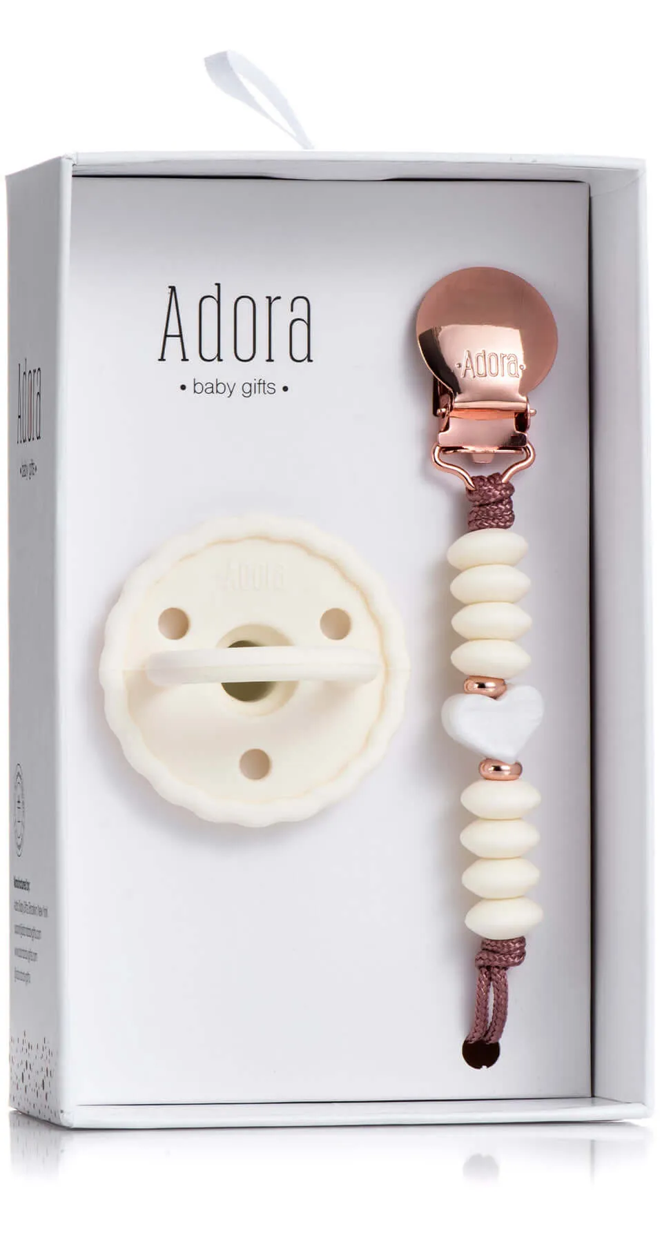 Adora Scalloped Heart Pacifier Clip Set