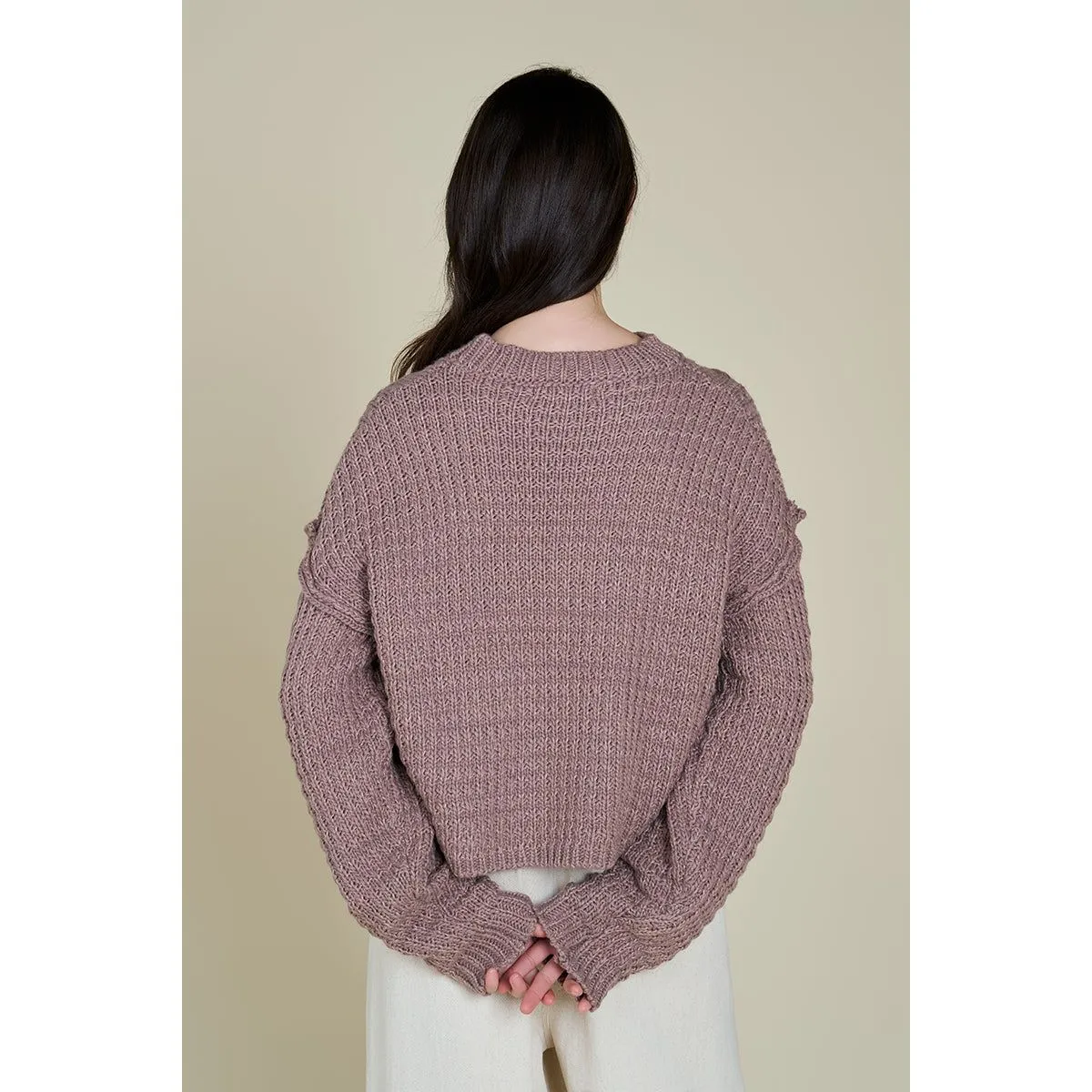 Alice Grade and Gather Cable Front Crop Sweater