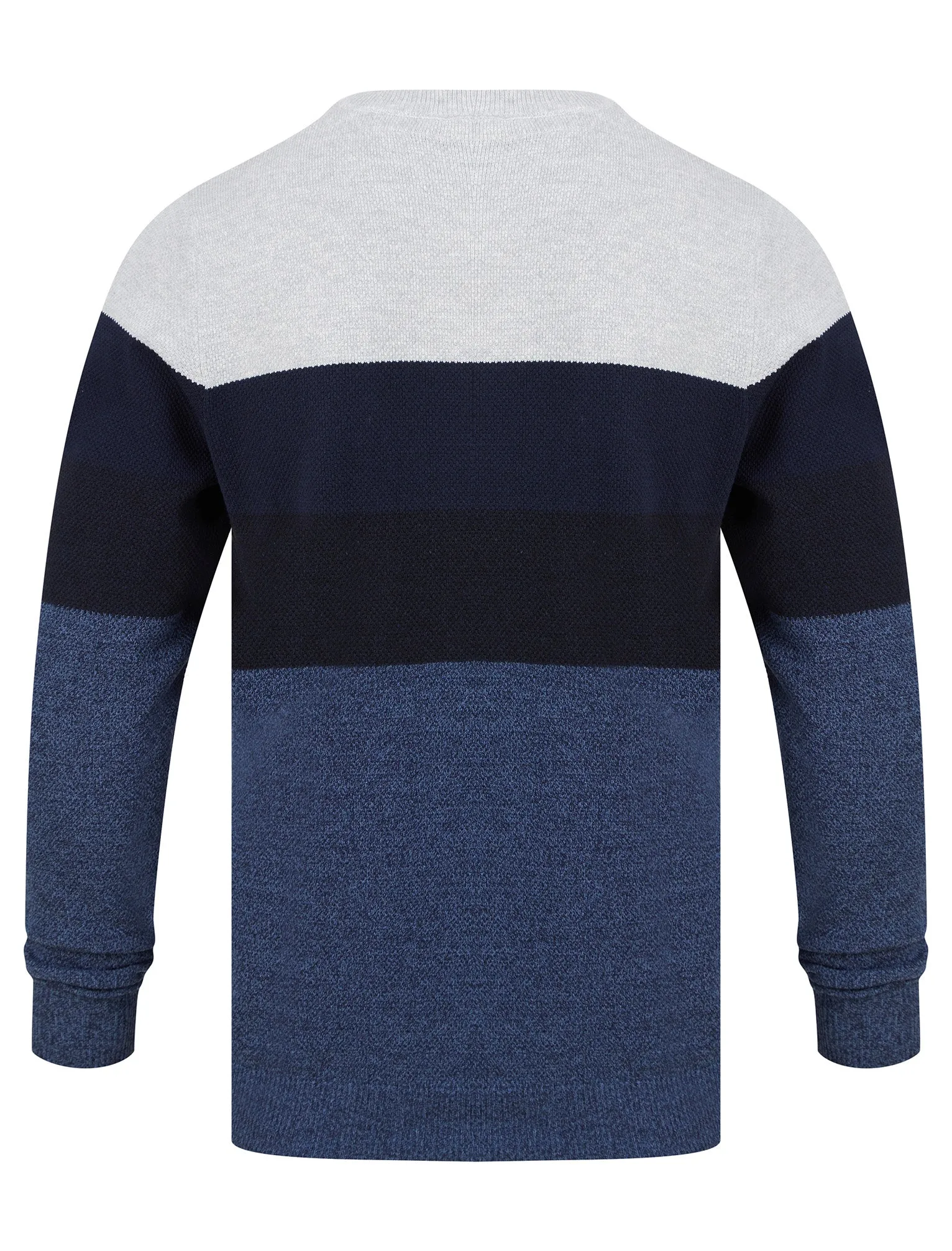 Andoh Crew Neck Textured Knit Cotton Rich Colour Block Jumper in Light Grey Marl - Tokyo Laundry