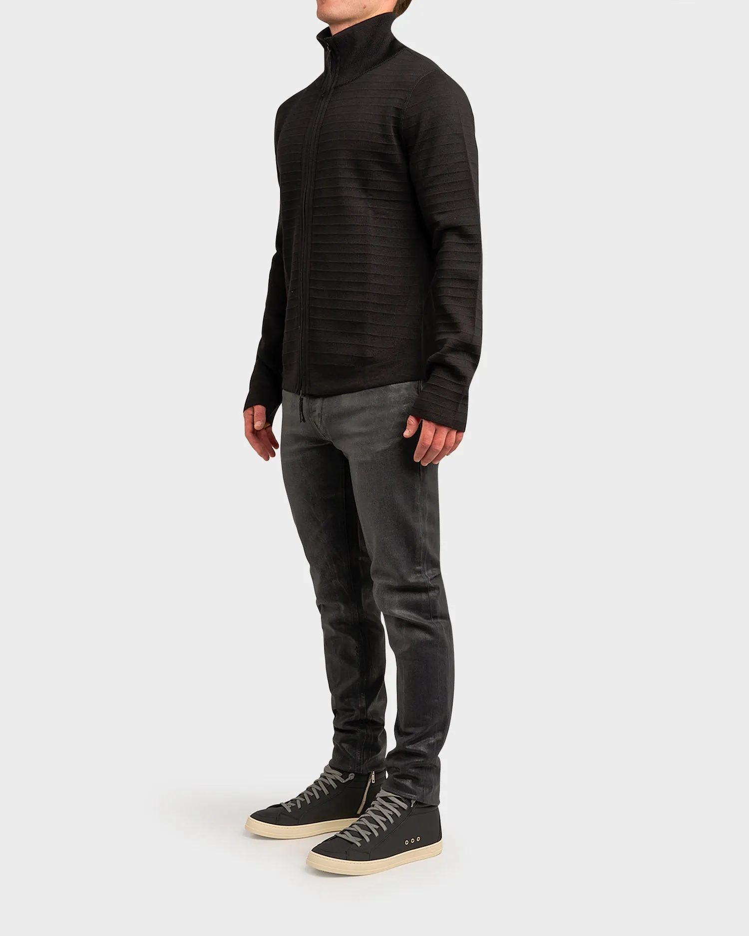 Black Extra Fine Merino Wool Sweater