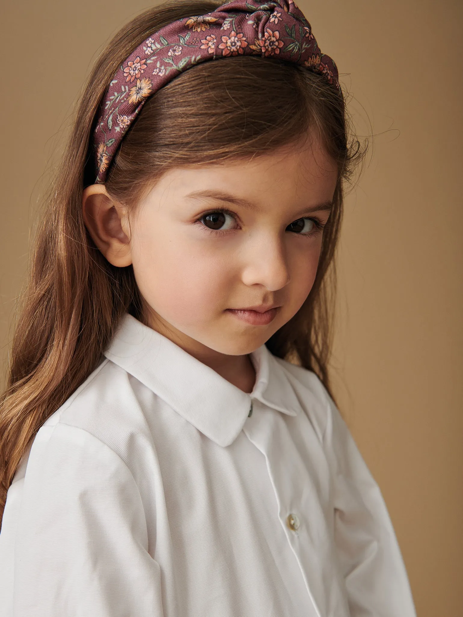 Burgundy Floral Girl Top Knot Headband