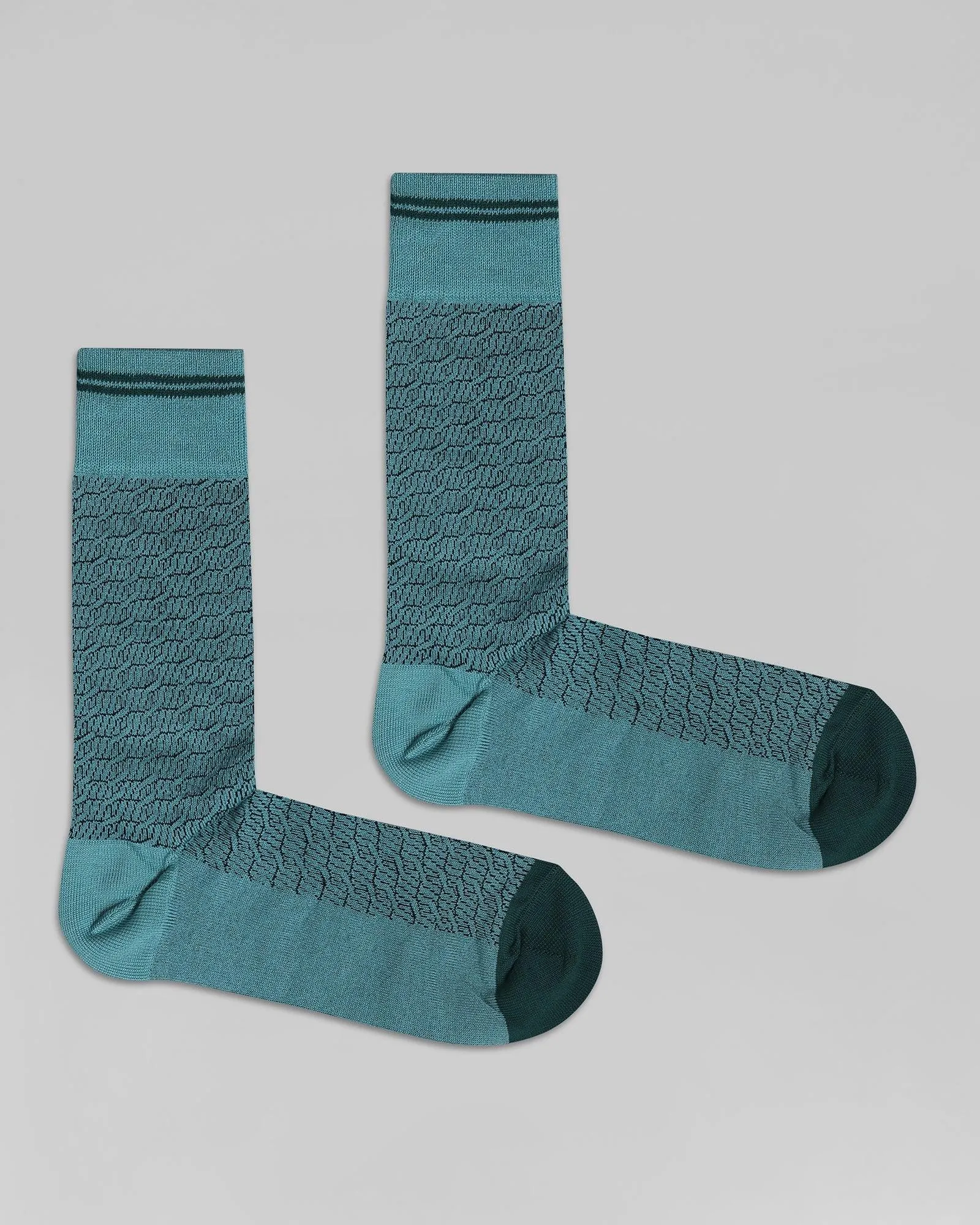 Cotton Turquoise Textured Socks - Onida