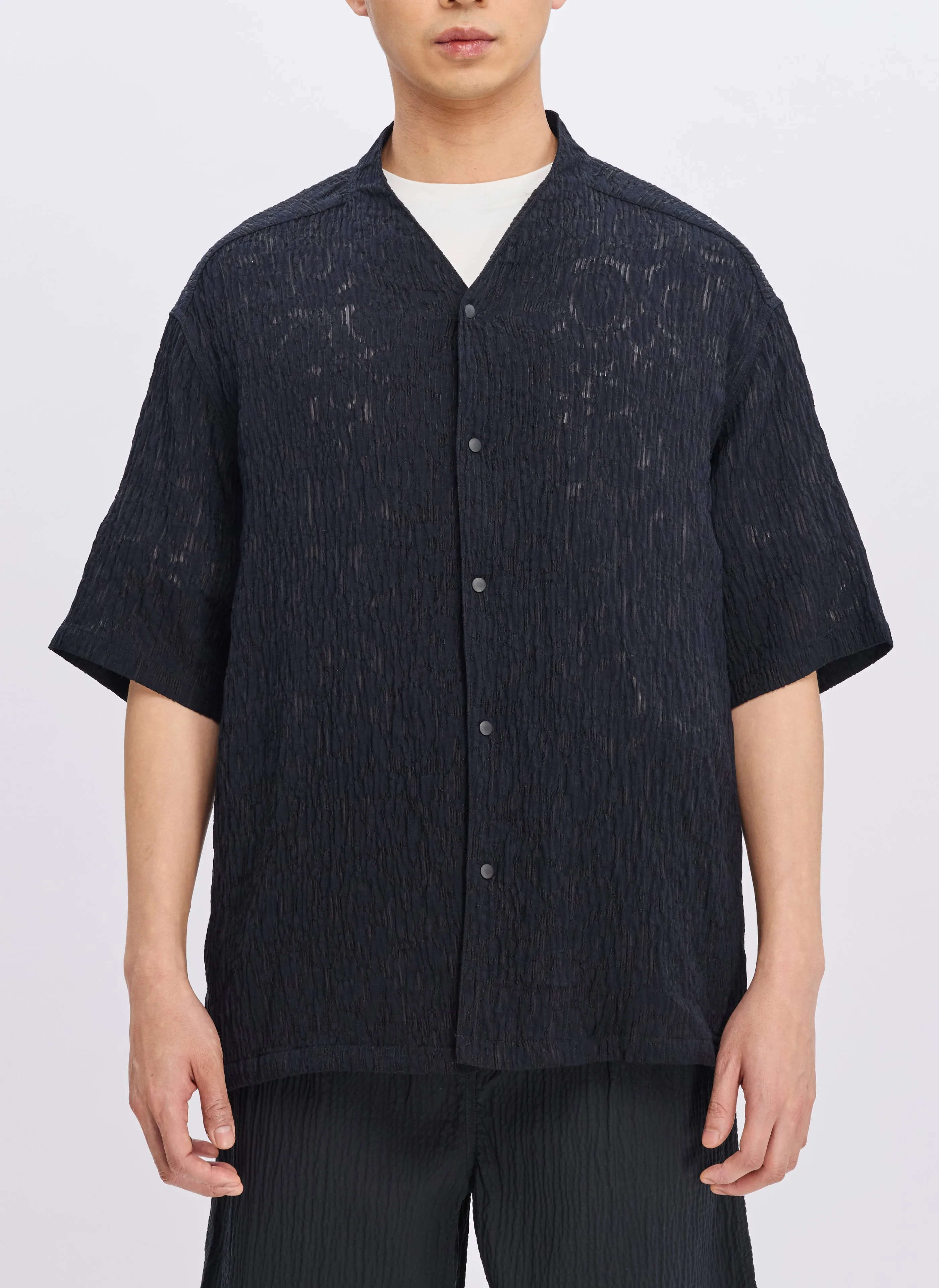 Distressed Rayon Nylon Oriental Shirt