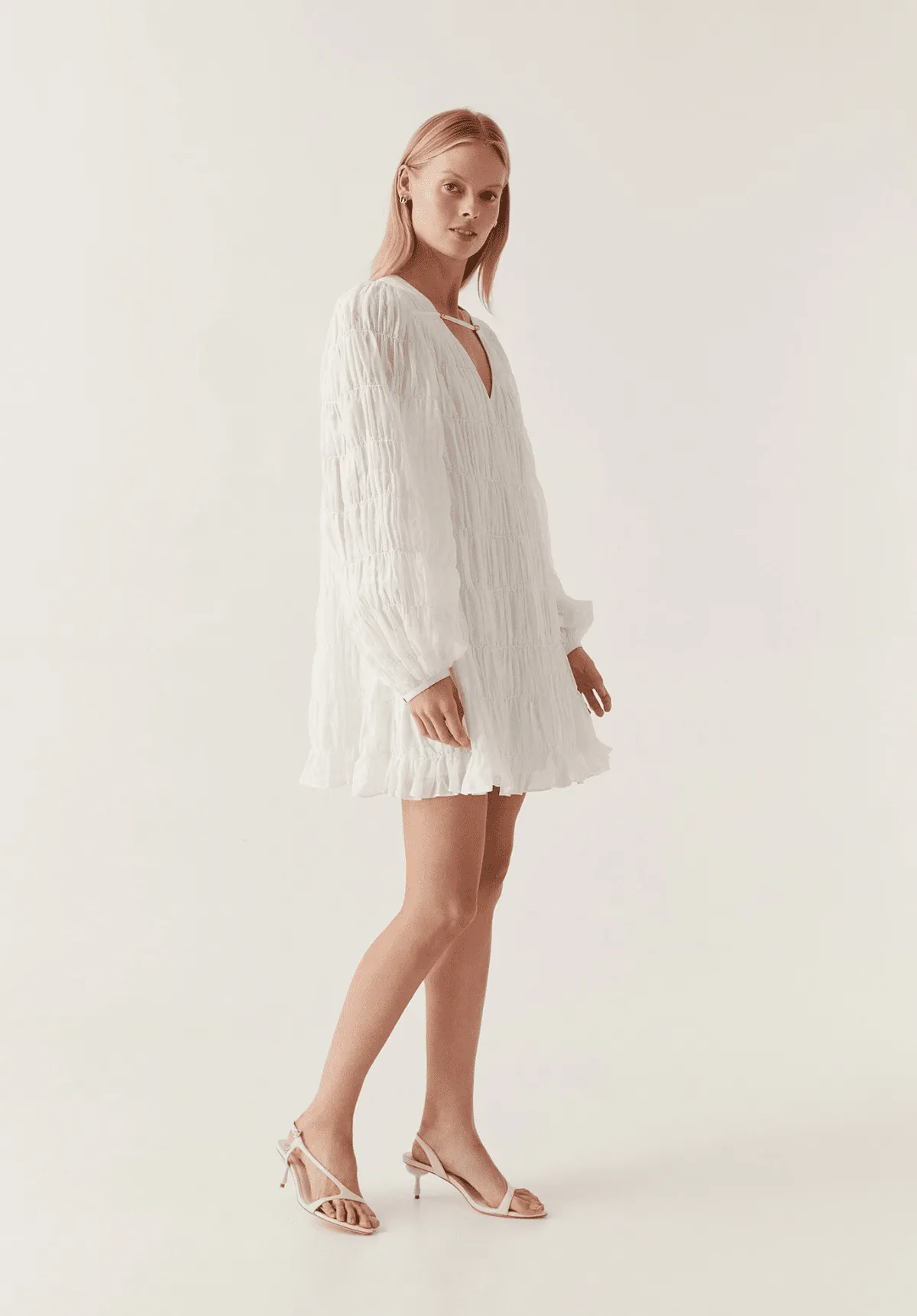 Evelina Ruched Mini Dress - Ivory