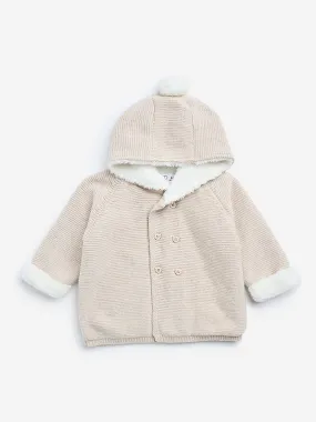 HOP Baby Beige Knit-Textured Cotton Jacket