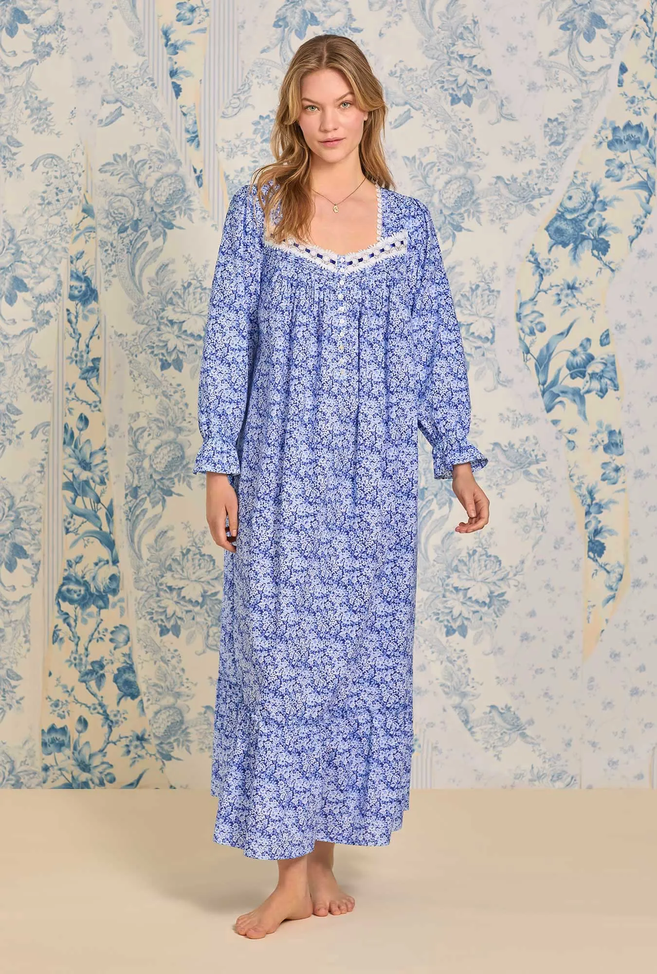 Indigo Nights Long Sleeve Cotton Nightgown