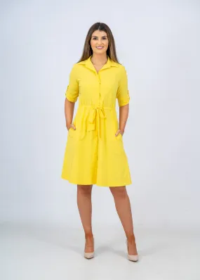 Joseph Ribkoff Yellow FIt & Flair Dress