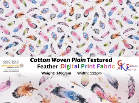 Quilted Cotton Woven Plain Textured Feather Digital Print Fabric - D#2