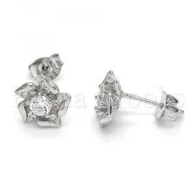 Sterling Silver 02.285.0052 Stud Earring, Flower Design, with White Cubic Zirconia, Polished Finish,