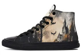 Vampire Mansion High Tops - Classic Premium Canvas Shoes with Comfortable and Durable Soles